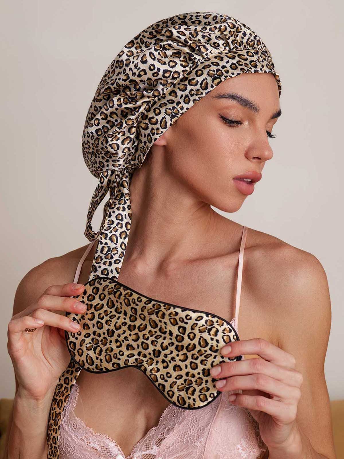 SilkSilky-DE Reine Seide Sleep Cap Leopard 002