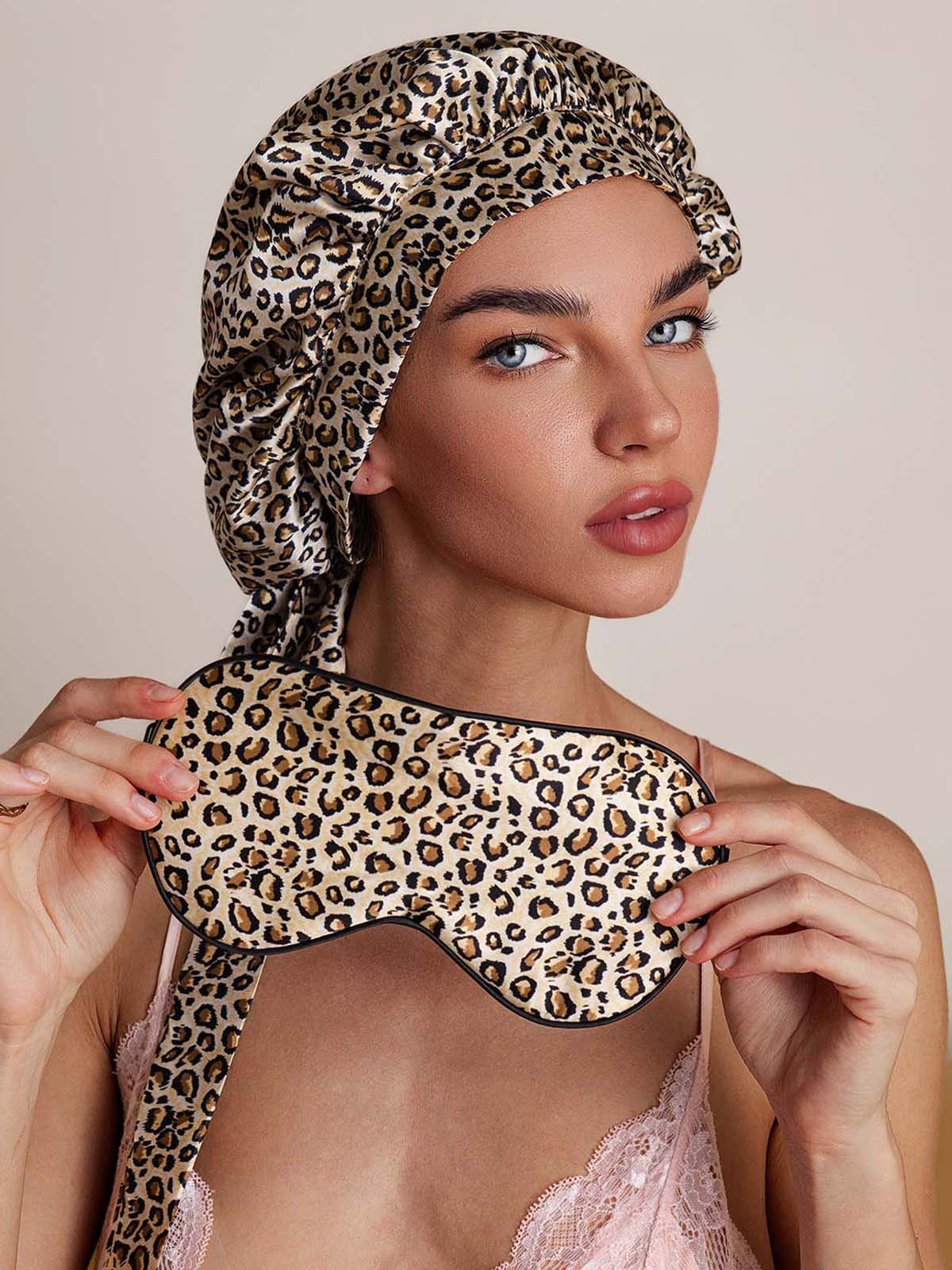 SilkSilky-DE Reine Seide Sleep Cap Leopard 001