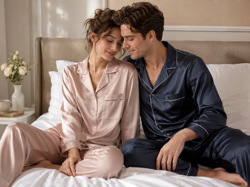 Luxuriöse Seidenpyjamas für Damen und Herren bieten ultimativen Schlafkomfort.