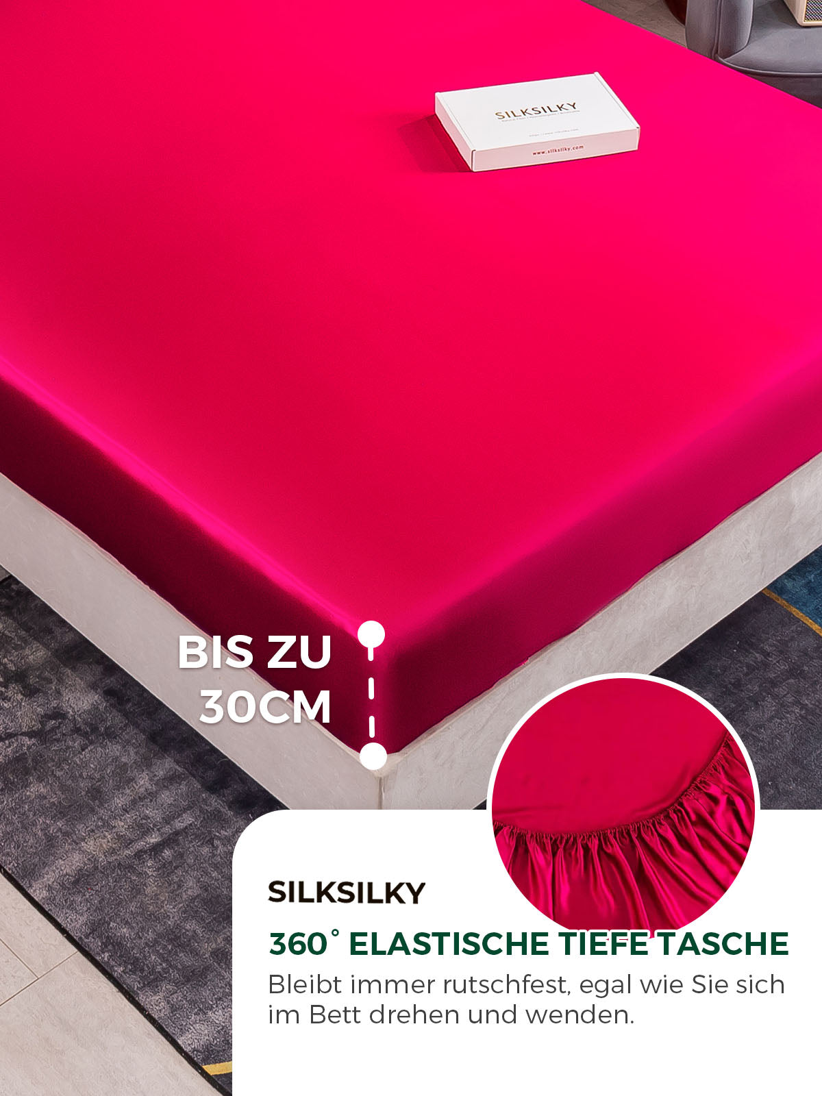 [Rotwein] SilkSilky-DE 19Momme Reine Seide Sheet 004
