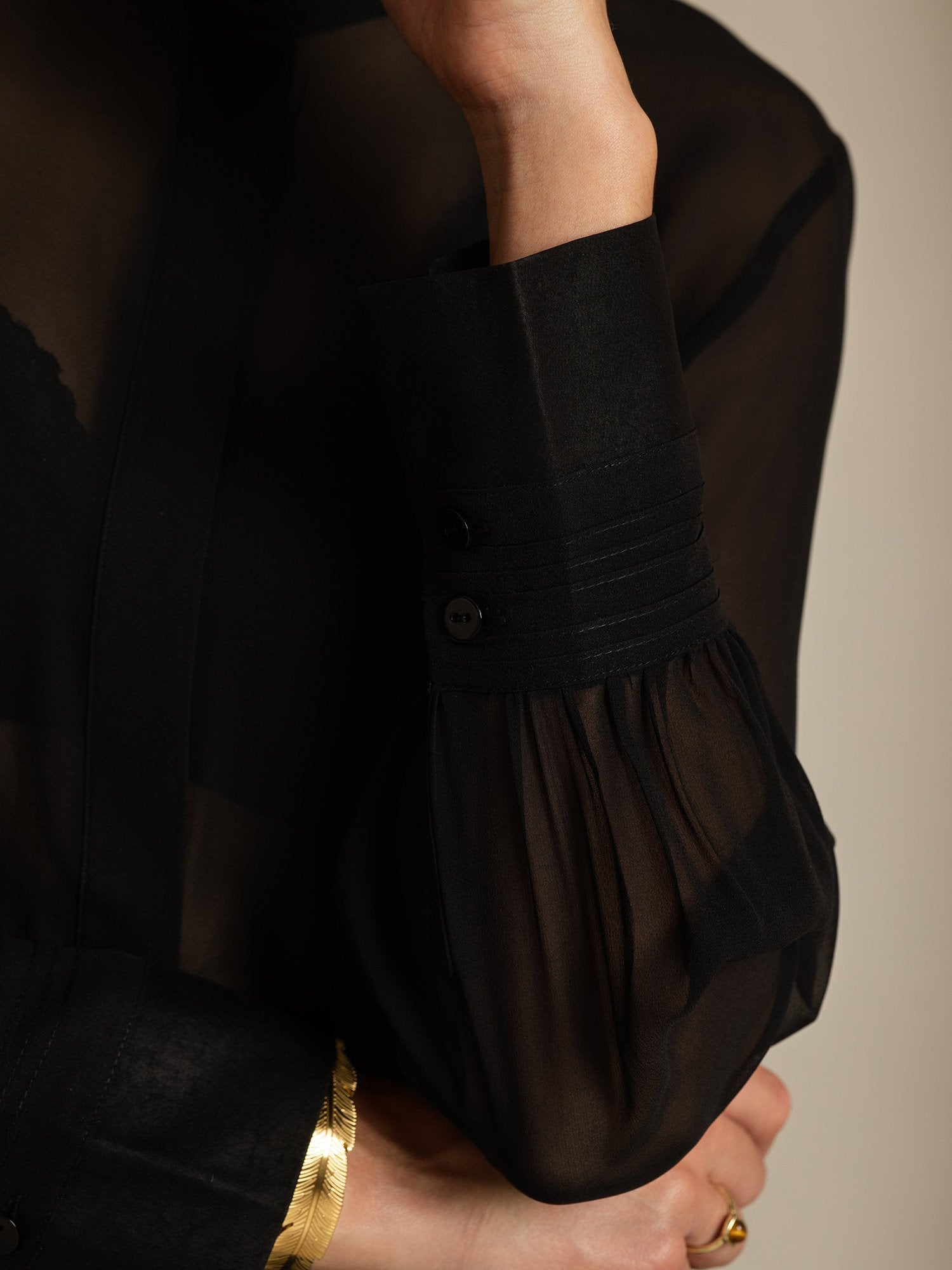 [Schwarz] SilkSilky-DE Reine Seide Womens Shirt 004