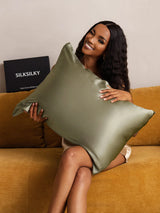 [Olivgrün] SilkSilky-DE 22Momme Reine Seide Pillowcase 003