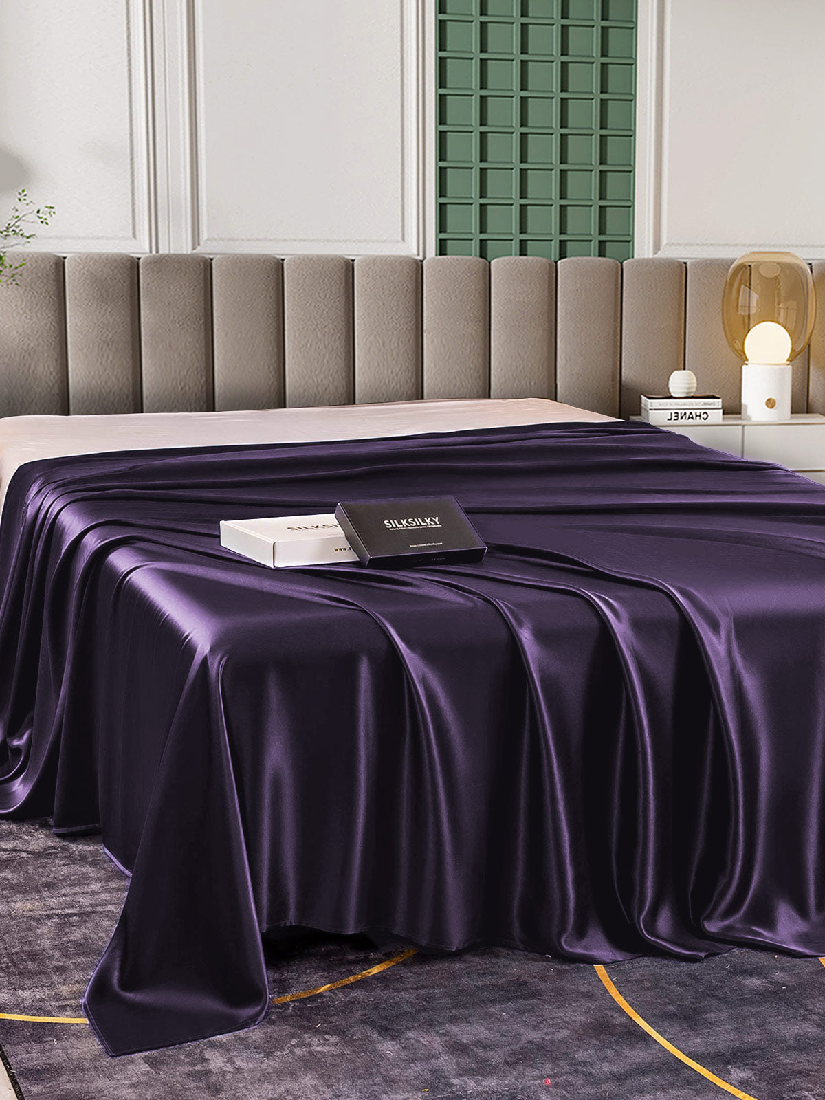 [Dunkelviolett] SilkSilky-DE 25Momme Reine Seide Sheet 003