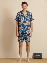 [Navy Drache] SilkSilky-DE Short Sleeve Notch-Kragen Herren Pyjamas 003