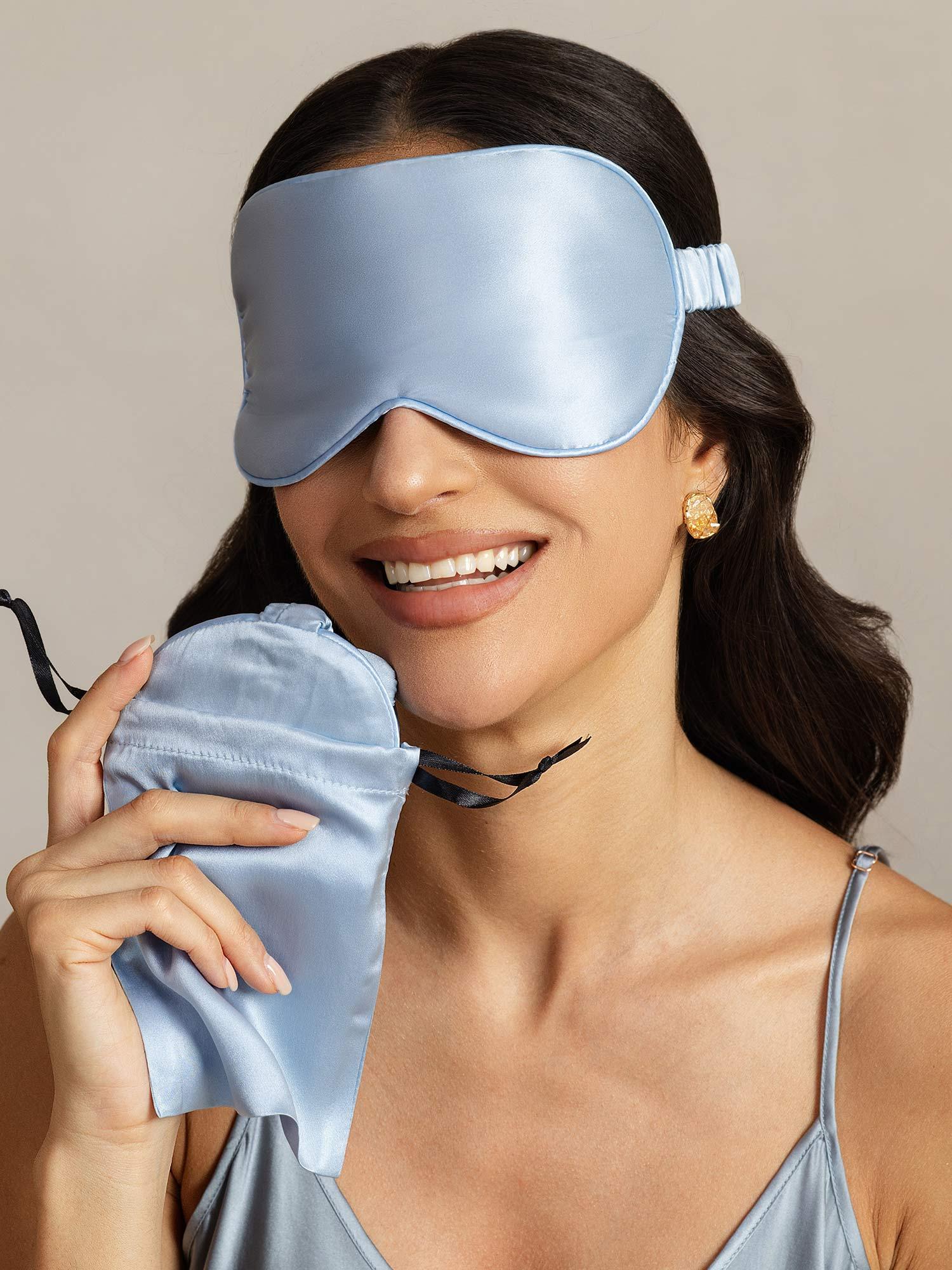 [Hellblau] SilkSilky-DE Reine Seide Eye Mask 001