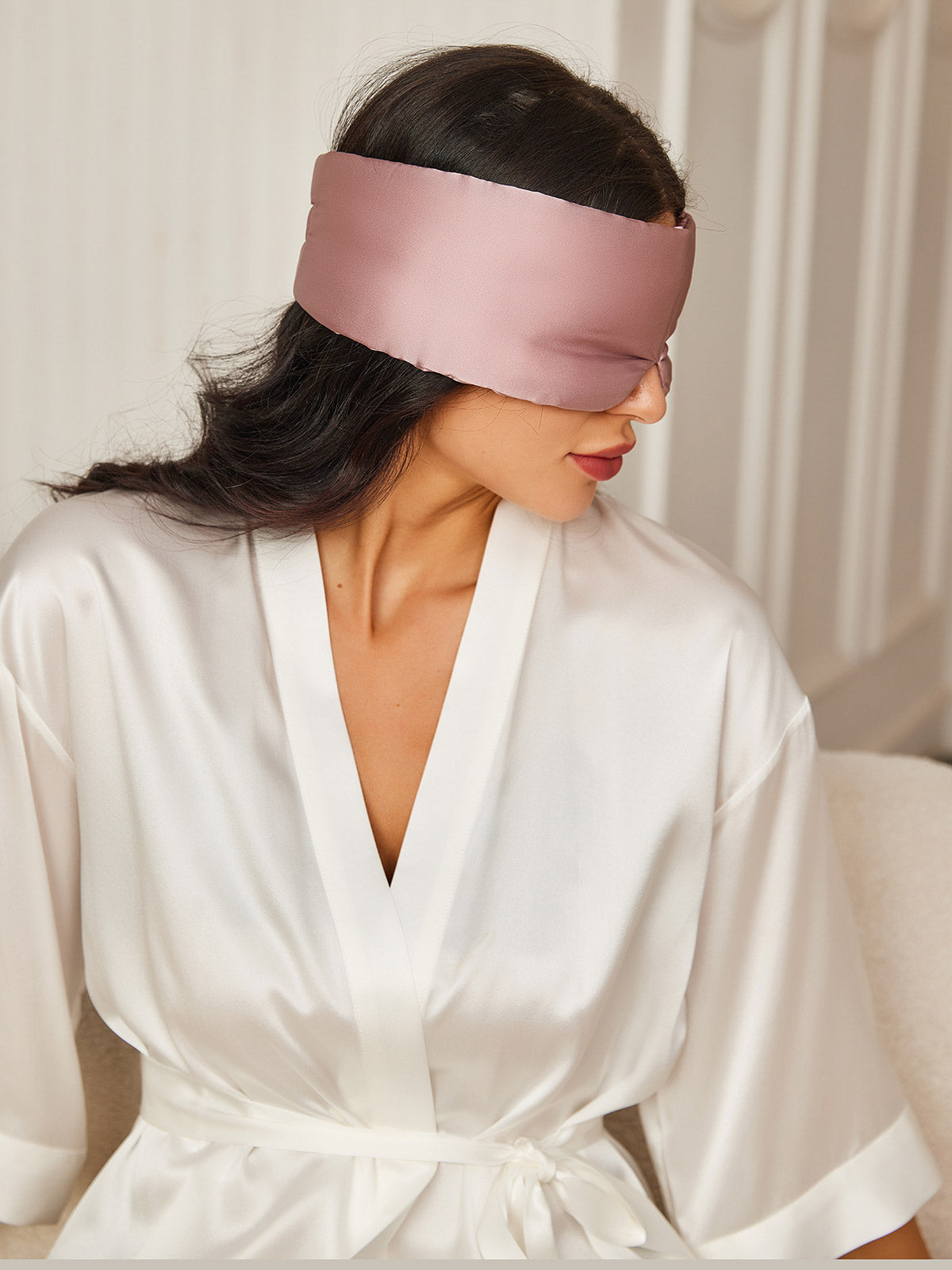 [Blasses Mauve] SilkSilky-DE 19Momme Reine Seide Eye Mask 003