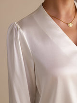 [Weiß] SilkSilky-DE Long Sleeve Blouse 004