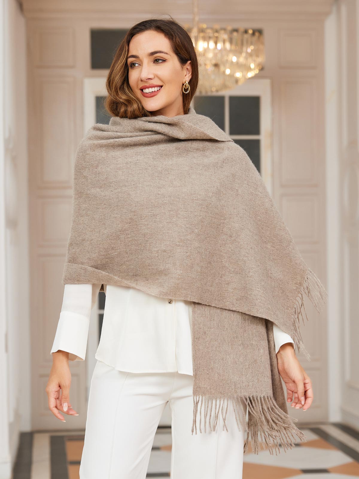 [Dunkelkhaki] SilkSilky-DE Wolle Scarf 003