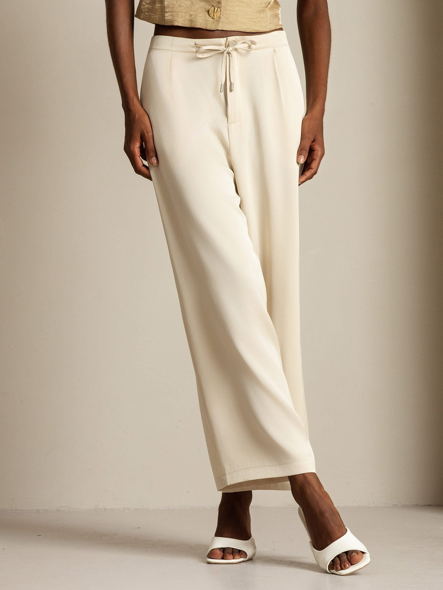 [Beige] SilkSilky-DE 19Momme Seide Womens Pants 007