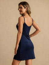 [Dunkelblau] SilkSilky-DE Sleeveless Round Neck Nachthemden 002