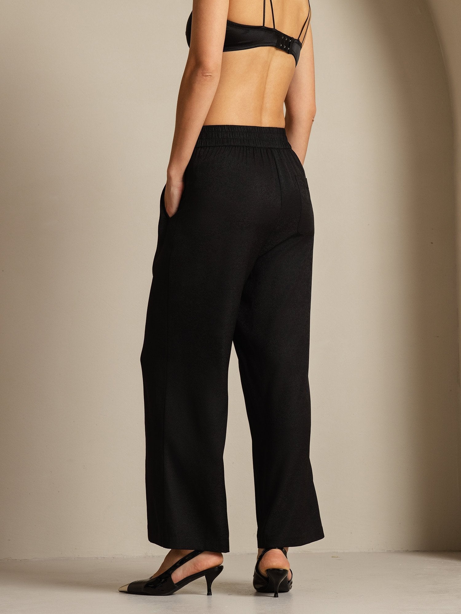 [Schwarz] SilkSilky-DE 22Momme Seide Womens Pants 002