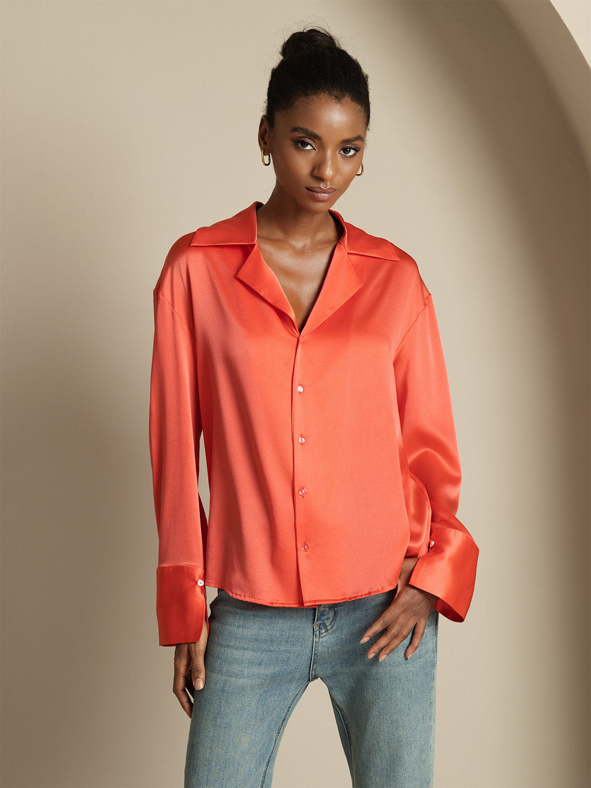 [Kaiserrot] SilkSilky-DE 19Momme Seide Womens Shirt 005
