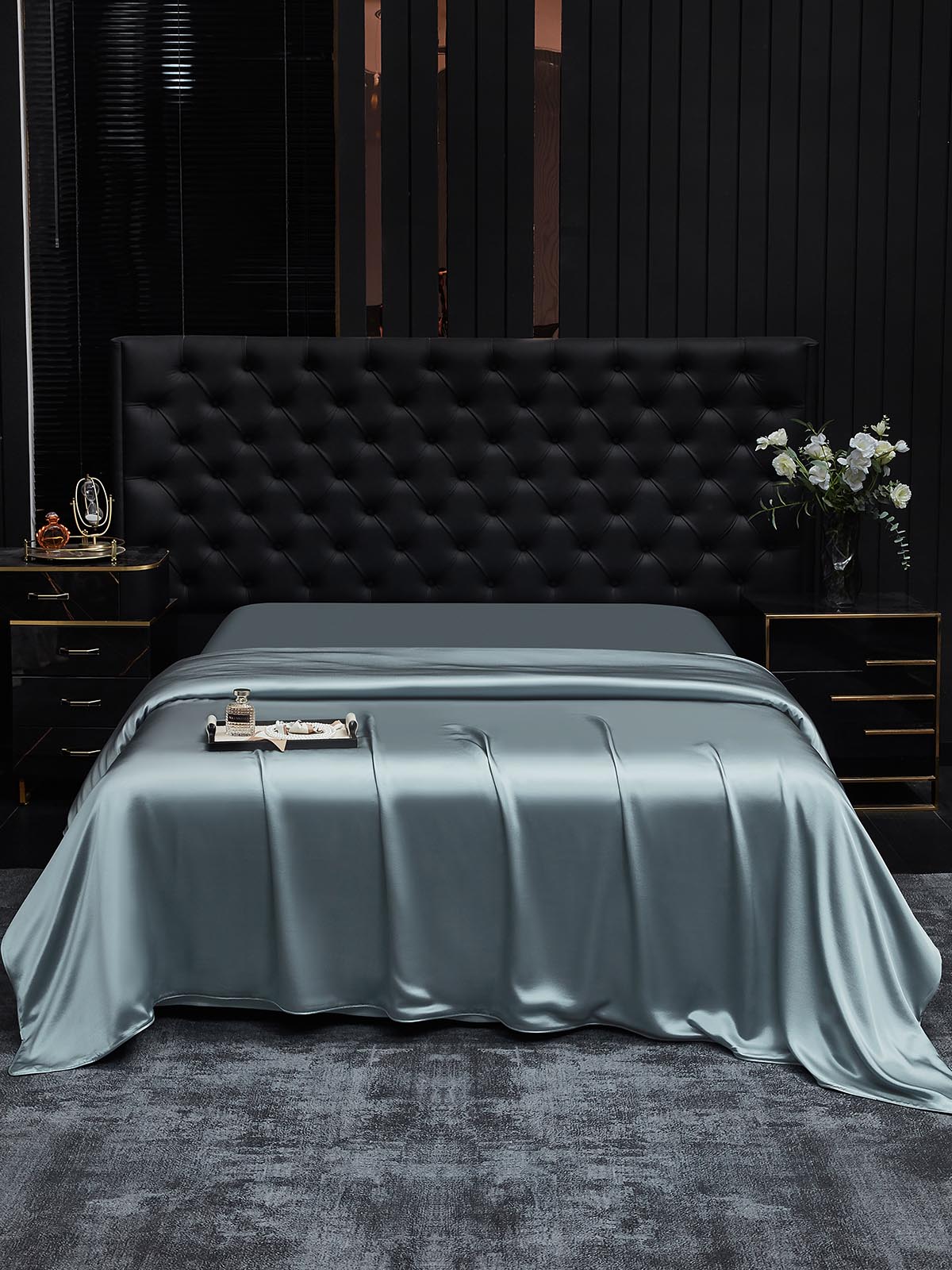 [Graublau] SilkSilky-DE 19Momme Reine Seide Duvet Cover 002