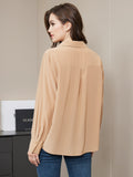 SilkSilky DE Pure Silk Long Sleeve Collar Damenhemd Tan 002