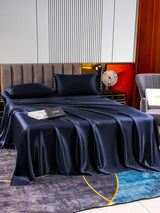 [Dunkelblau] SilkSilky-DE 22Momme Reine Seide Bedding Set 005,
