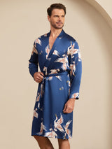 [Dunkelblau] SilkSilky-DE 19Momme Mens Robe 001