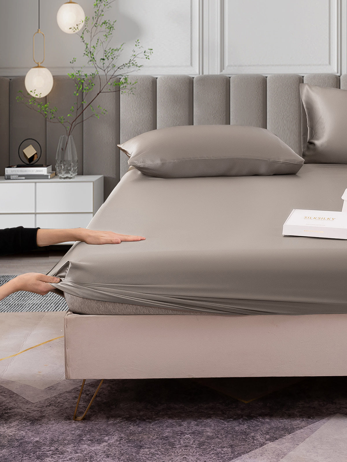 [Grau] SilkSilky-DE 25Momme Reine Seide Bedding Set 006