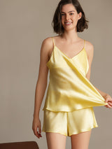 [Hellgelb] SilkSilky-DE Sleeveless V Neck Camisole-Set 001
