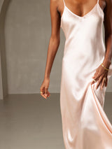 [Rosa] SilkSilky-DE Sleeveless V Neck Kleider 005