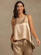 [Champagner] SilkSilky-DE Sleeveless Scoop Neck Damen Pyjamas 002