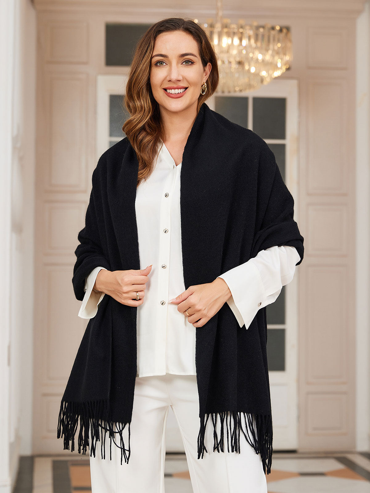[Schwarz] SilkSilky-DE Wolle Scarf 002