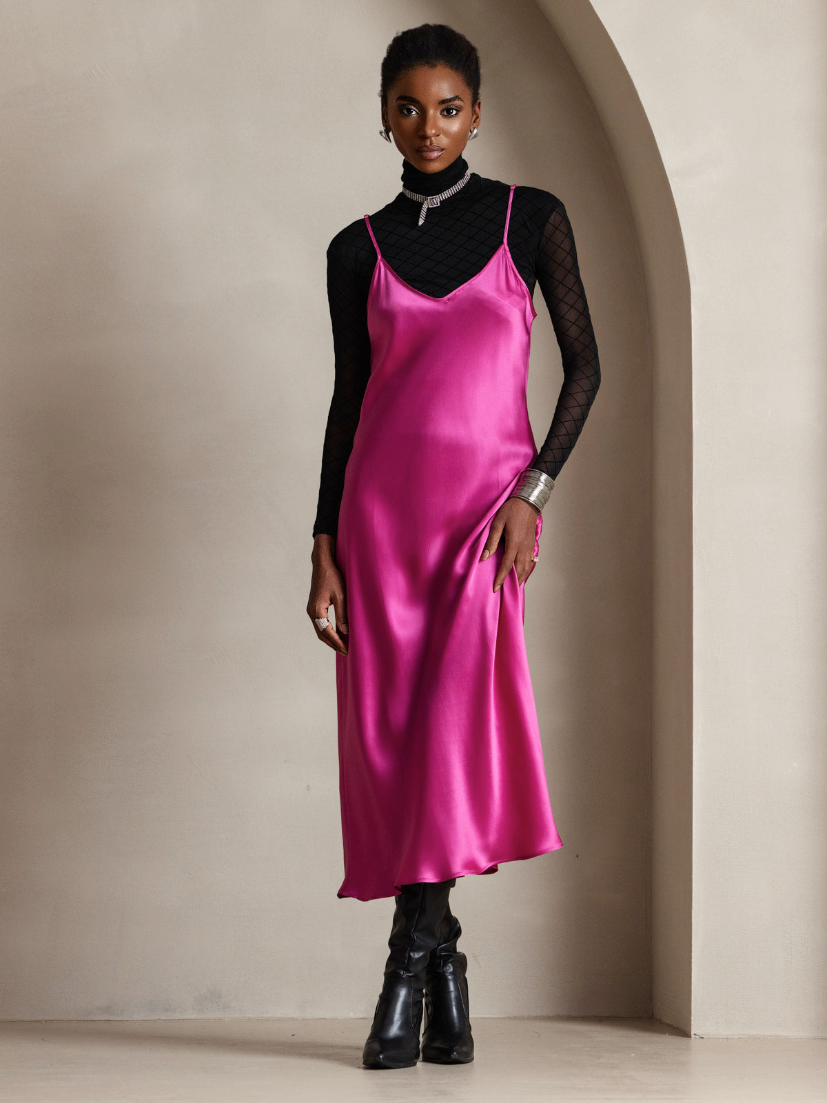 [Rosarot] SilkSilky-DE Ärmellos Kleider 004