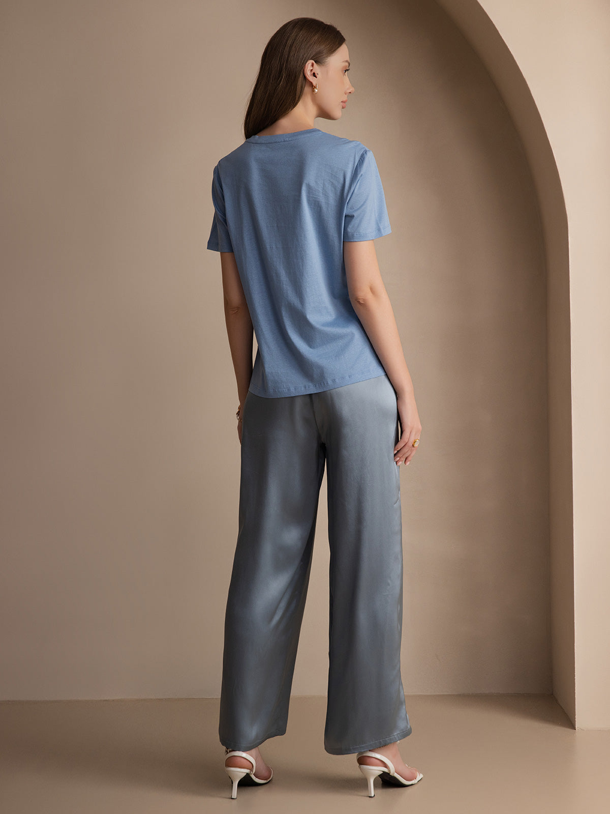 [Blau] SilkSilky-DE Seidenstrick Womens T-Shirt 002