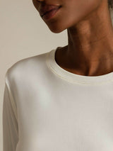 [Weiß] SilkSilky-DE Long Sleeve Crew-Ausschnitt T-Shirt 004