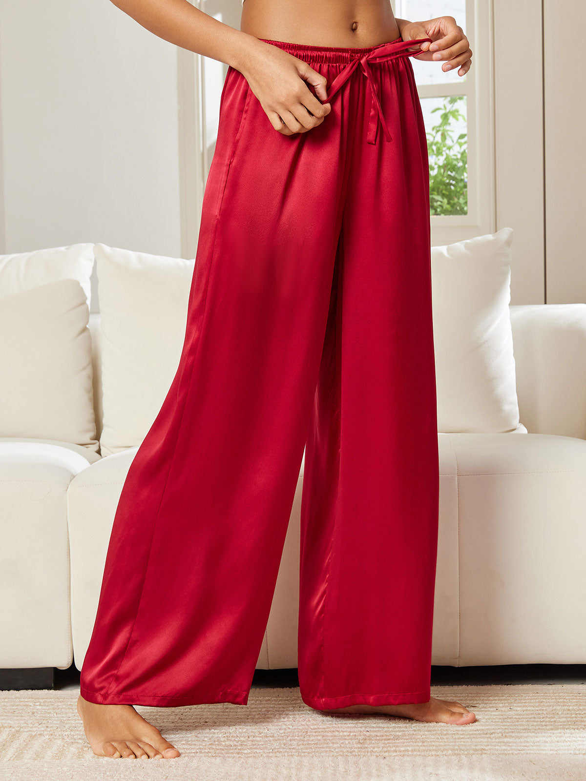 [Rotwein] SilkSilky-DE Reine Seide Womens Pants 004