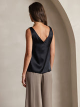 [Schwarz] SilkSilky-DE Sleeveless V Neck Cami Top 004