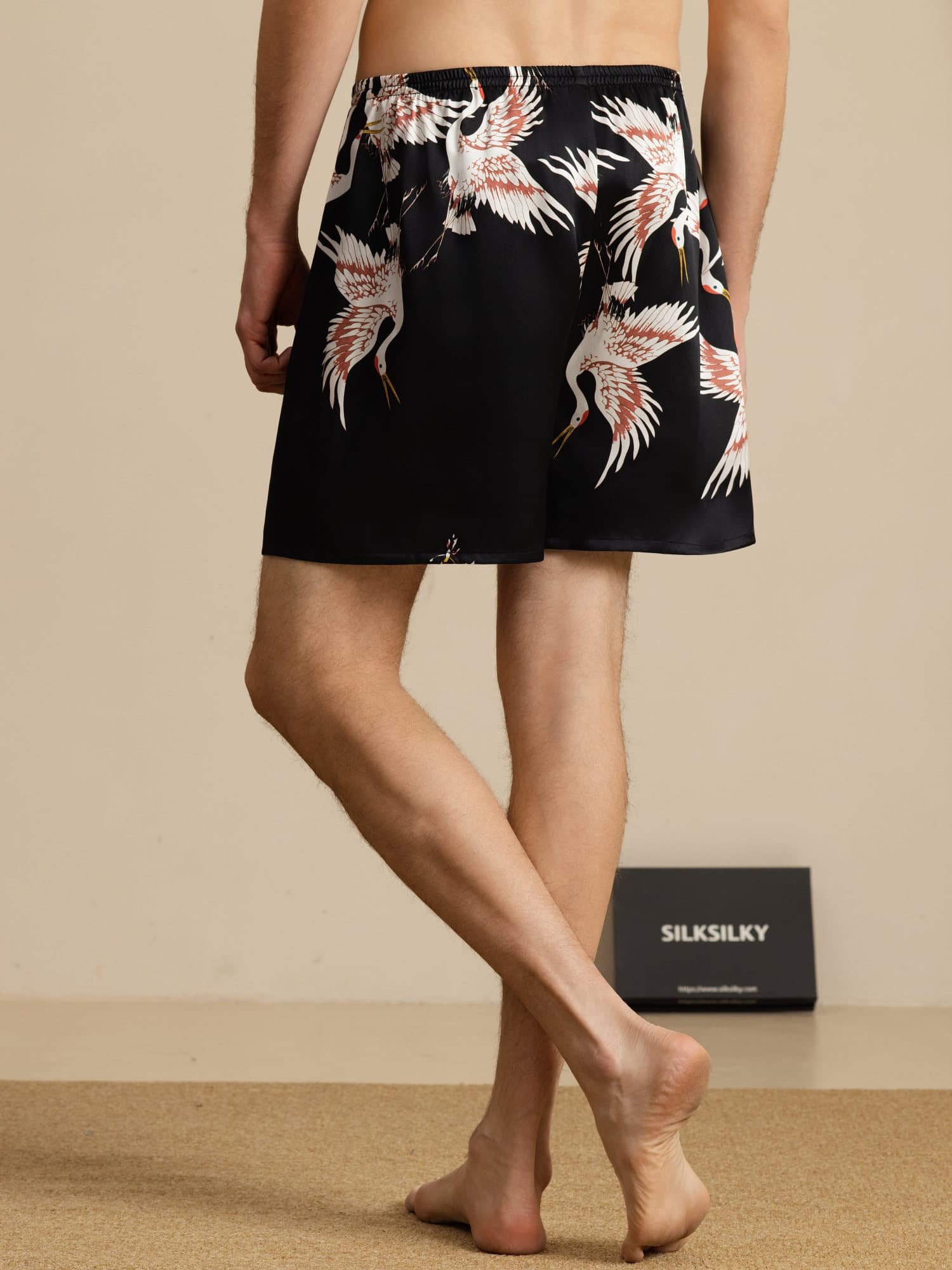 [Schwarz] SilkSilky-DE 19Momme Mens Sleep Bottoms 002