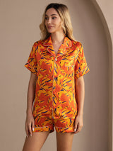[Oranger Hund] SilkSilky-DE Short Sleeve Lapel Collar Damen Pyjamas 003