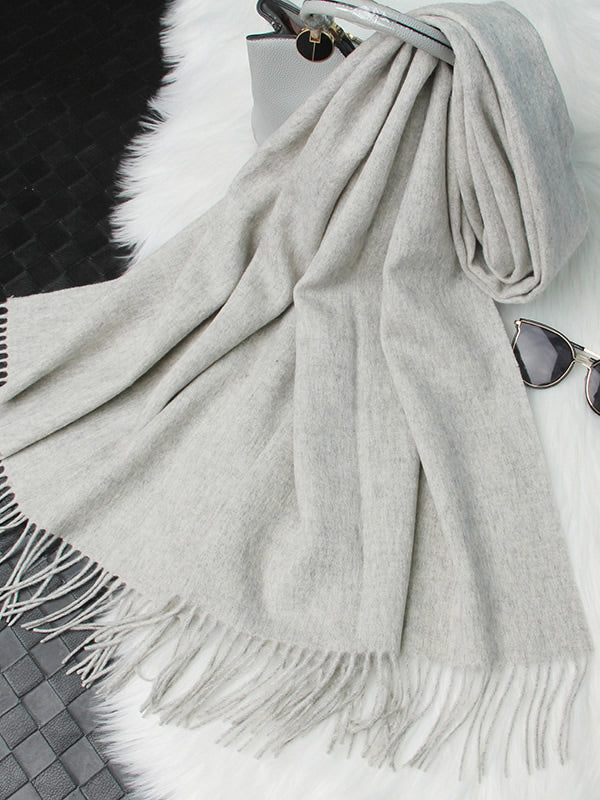 [Hellgrau] SilkSilky-DE Wolle Scarf 006