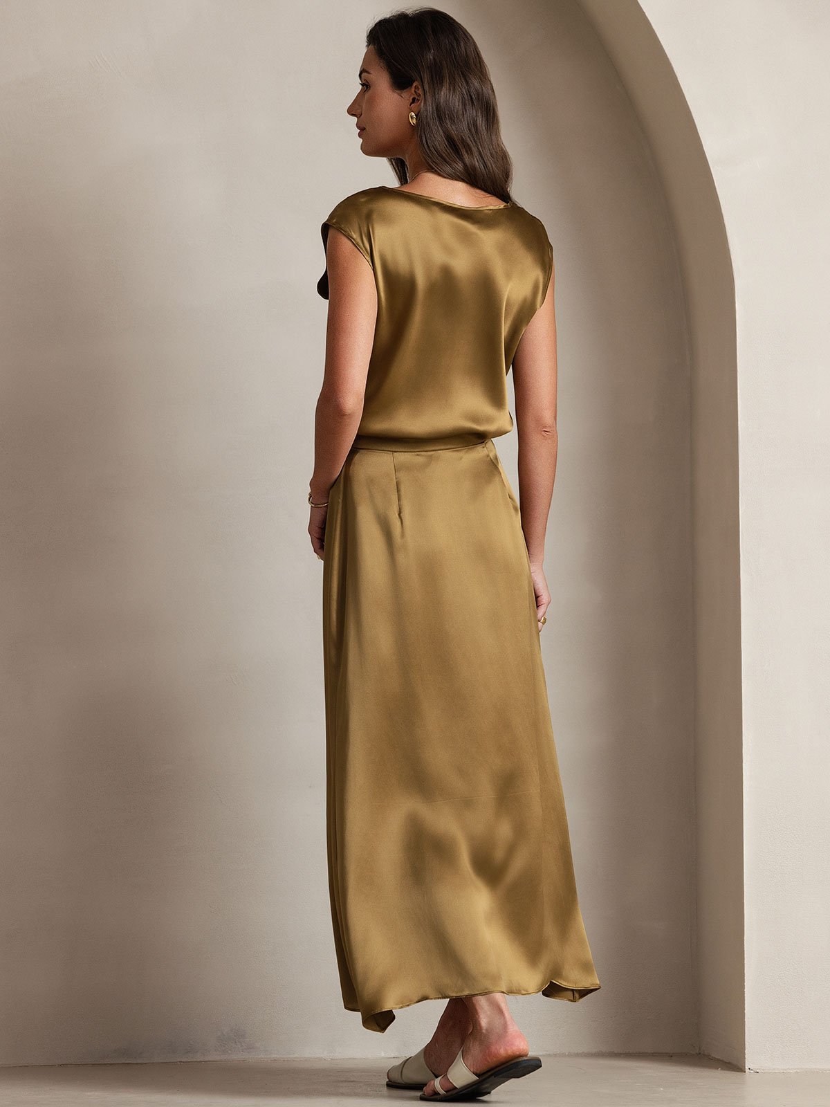 [Braun] SilkSilky-DE 19Momme Seide Skirt 004