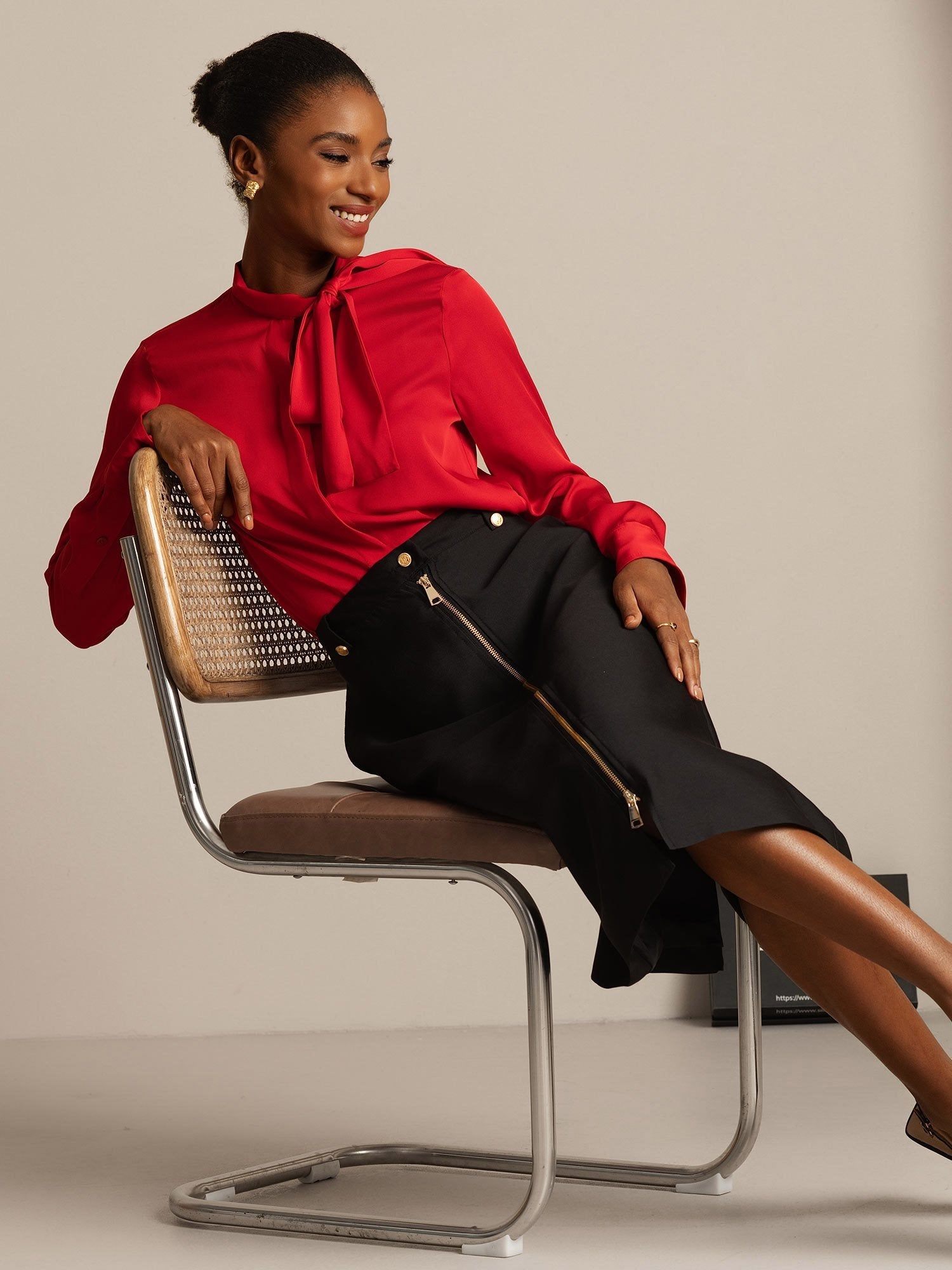 [Schwarz] SilkSilky-DE 32Momme Silk-Wool Blend Skirt 008,