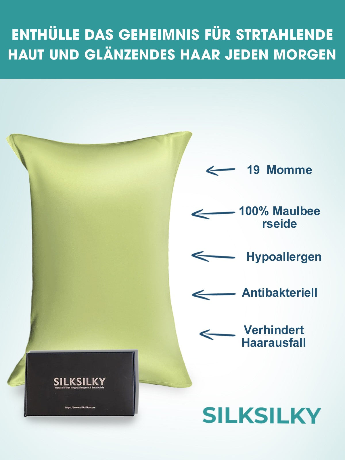 SilkSilky-DE 19Momme Reine Seide Pillowcase Mintgrün 003