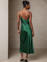 [Grün] SilkSilky-DE Sleeveless V Neck Kleider 002