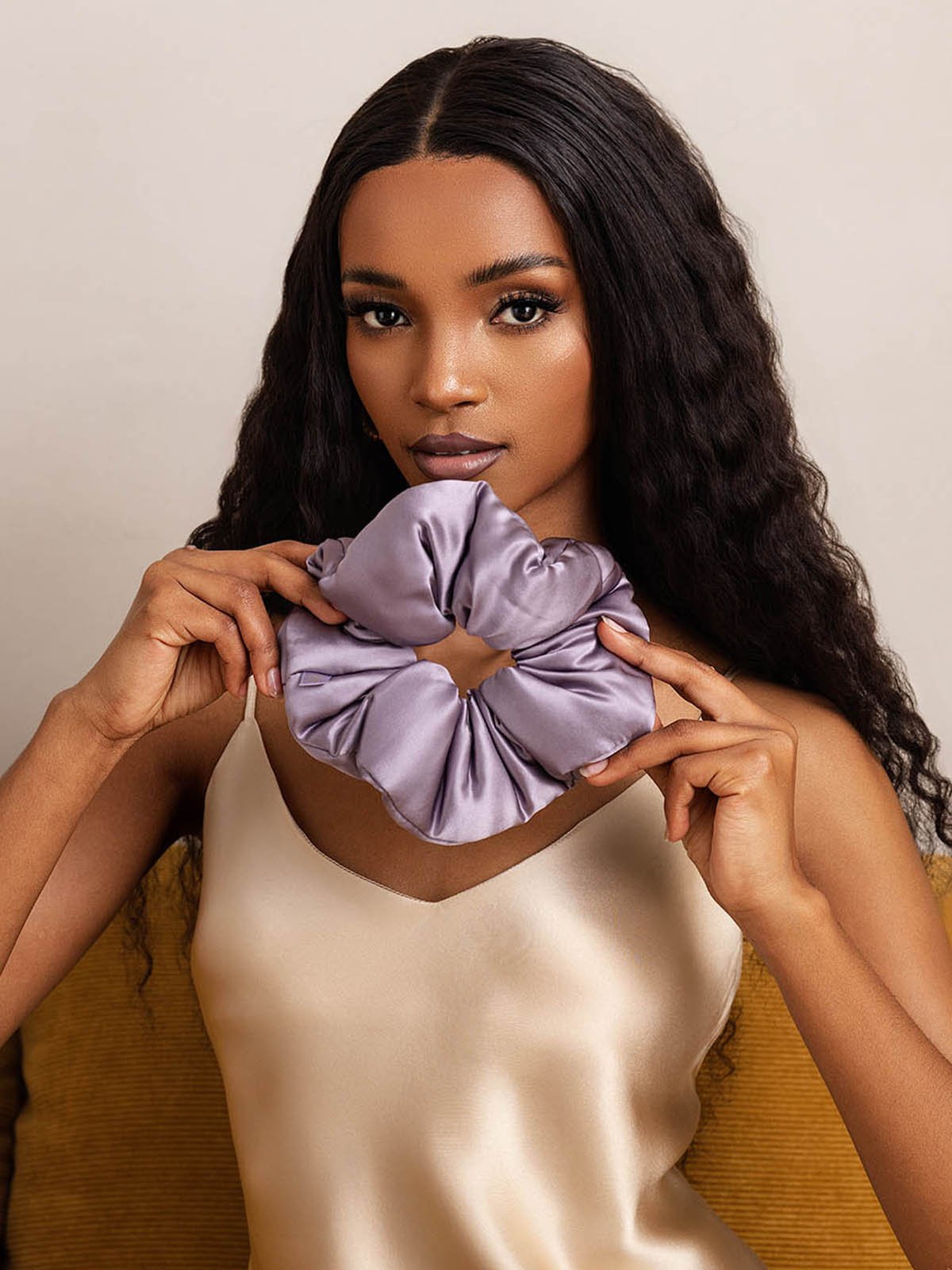 [Dunkelviolett] SilkSilky-DE Reine Seide Scrunchie 005