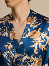 [Navy Drache] SilkSilky-DE Long Sleeve Herren Morgenmantel 003