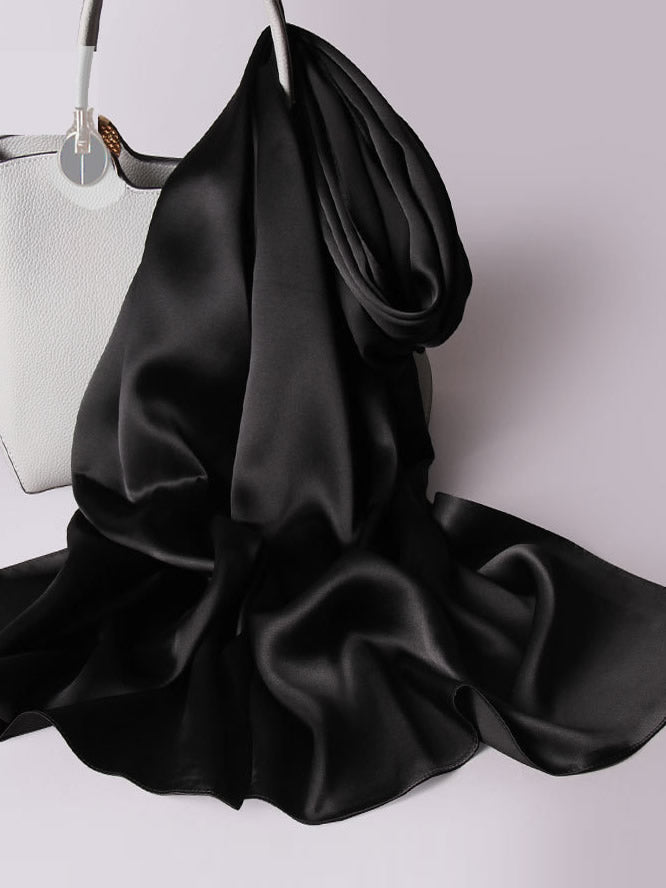 SilkSilky-DE Reine Seide Scarf Schwarz 001