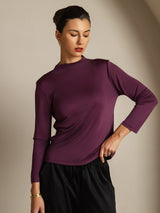 [Violett] SilkSilky-DE Reine Seide Womens T-Shirt 003