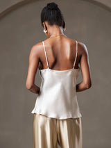 [Beige] SilkSilky-DE Spaghetti Strap V Neck Cami Top 002