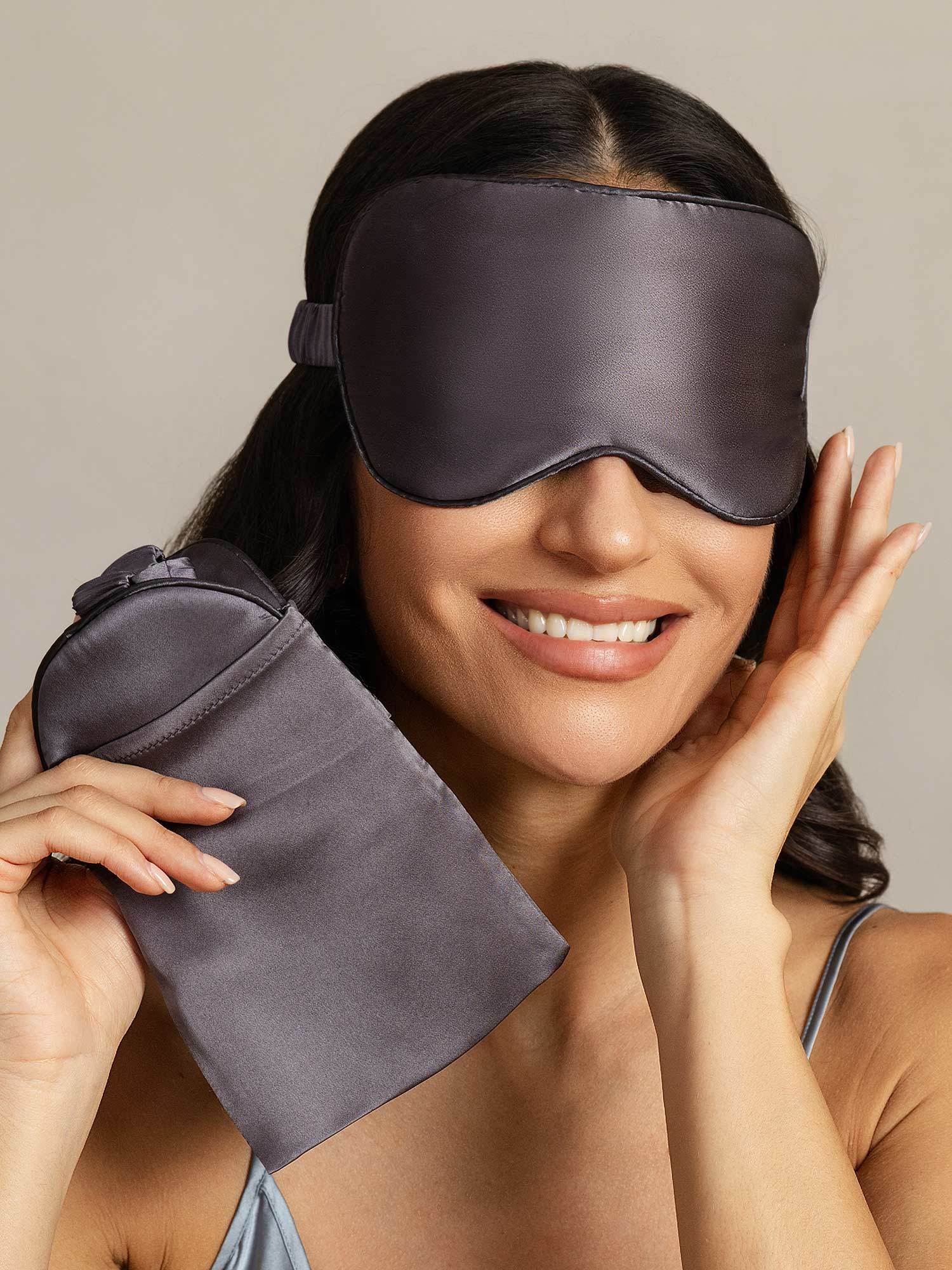 [Dunkelgrau] SilkSilky-DE Reine Seide Eye Mask 005