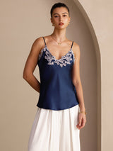 [Dunkelblau] SilkSilky-DE Sleeveless V Neck Cami Top 004