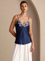 [Dunkelblau] SilkSilky-DE Sleeveless V Neck Cami Top 004