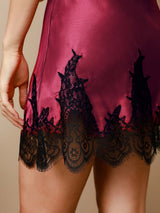 [Dunkelrot] SilkSilky-DE Sleeveless V Neck Nachthemden 006