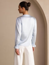 [Himmelblau] SilkSilky-DE Long Sleeve Damenblusen 002