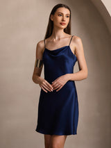 [Dunkelblau] SilkSilky-DE Sleeveless Cowl Neck Kleider 003
