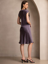 [Lilagrau] SilkSilky-DE Cap Sleeve V Neck Nachthemden 002