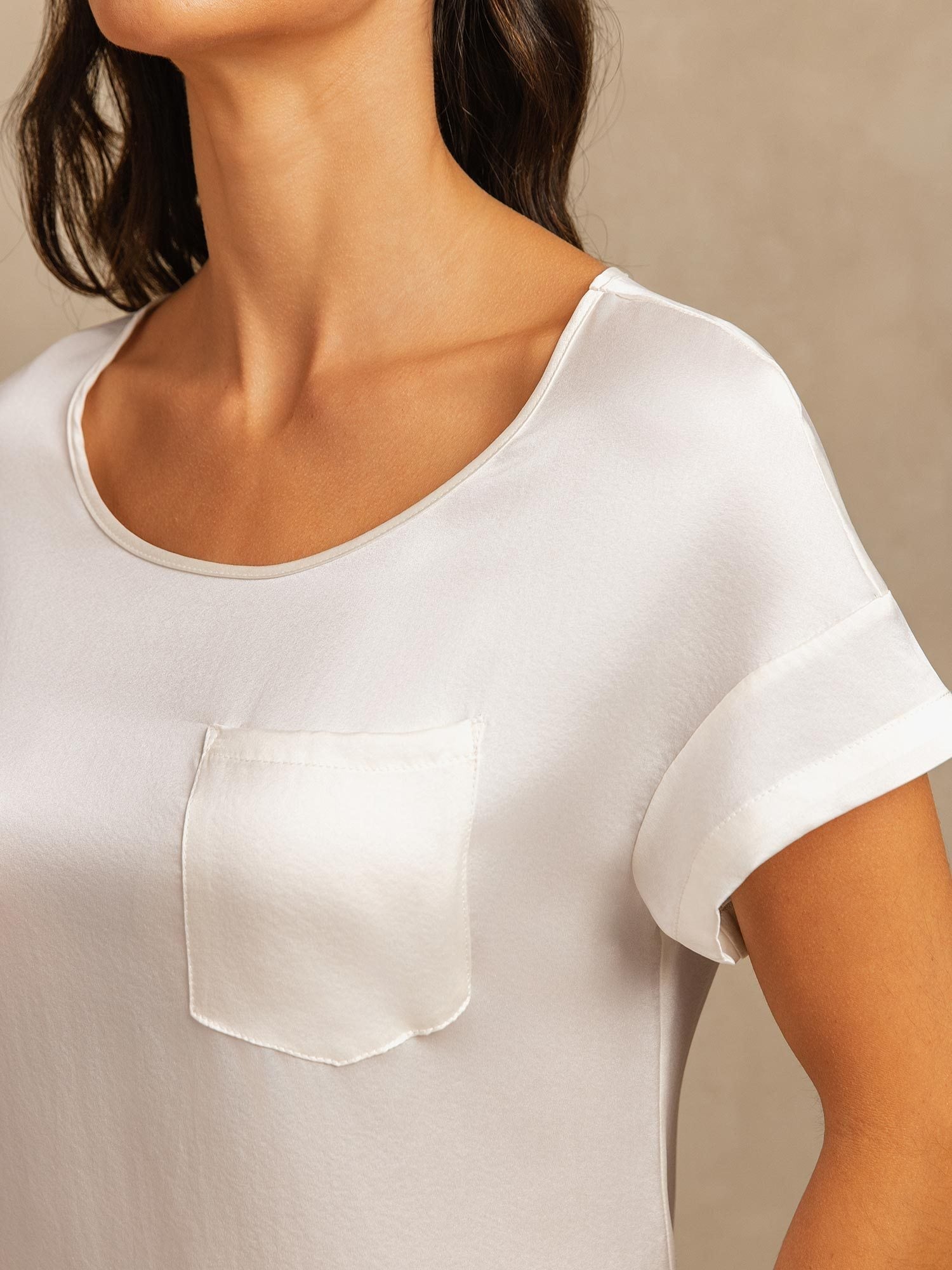 [Weiß] SilkSilky-DE 19Momme Seide Nightgown 004